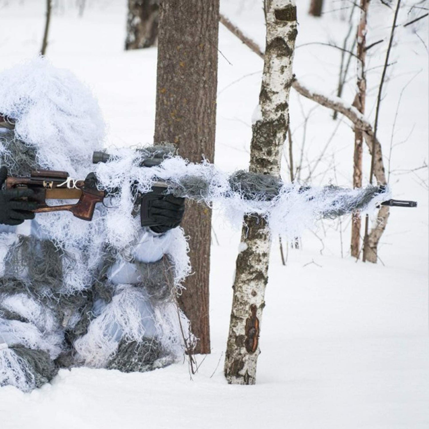 Jungle/Desert/Snow Ghillie Rifle Cover Wrap Synthetic w/Elastic Strap Camouflage Airsoft Hunting Blind Ropes 1.2M CS Gun Wraps