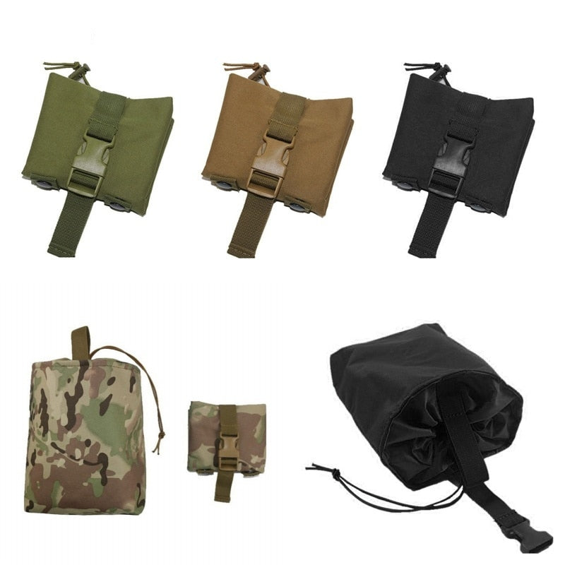 Folding Tactical Molle Magazine Dump Drop Pouch Hunting Military Airsoft Gun Ammo EDC Bag Foldable Utility Recovery Mag Holster